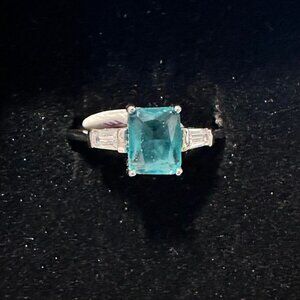 LAB CREATED LIGHT AQUAMARINE RING SIZE 10